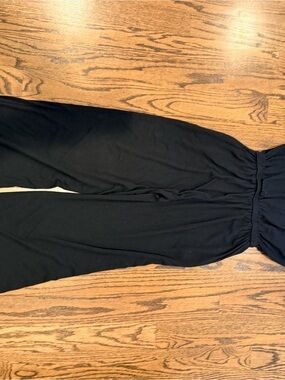 Black Wide-Leg Elastic-Waist Jumpsuit